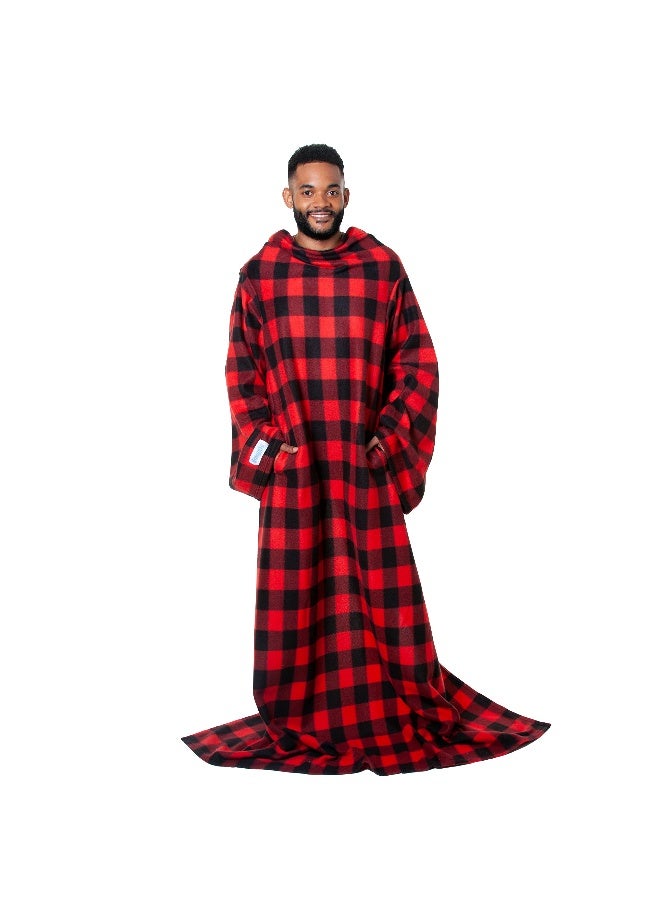 Snuggie The Original Wearable Blanket with Sleeves & Pockets for Adults| Functional Warm Cozy Super Soft Fleece| As Seen on TV Red & Black Buffalo Plaid - Image 1